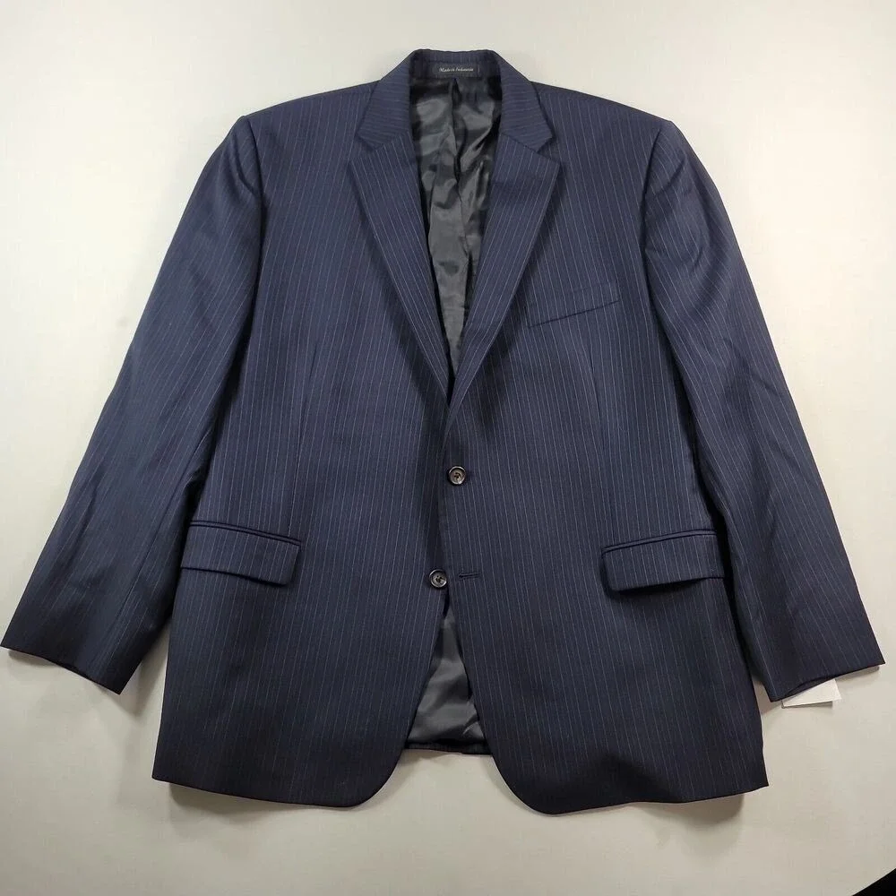 LRL Ralph Lauren Blazer Mens 46R 46 Navy‎ Blue Stripe Suit Jacket